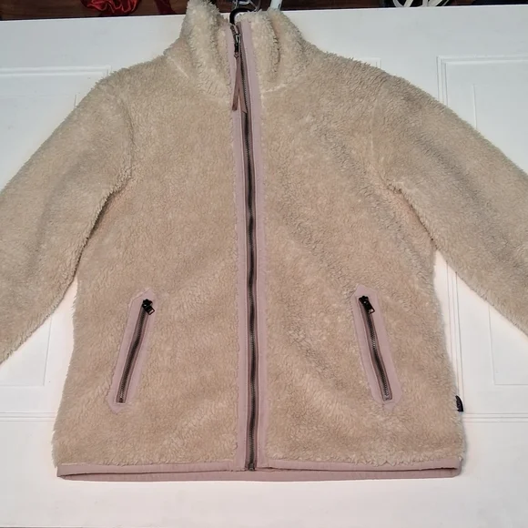 Patagonia Womens Divided Sky Sherpa Fleece Jacket Full Zip Pockets Ivory Size M - Picture 11 of 11